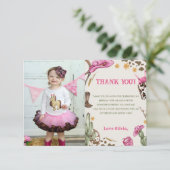 Westerne Cowboy Verjaardagsfeestfoto Bedankkaart (Staand voorkant)