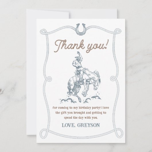 Westerne Cowboy verjaardagsfeestje Bedankkaart (Voorkant)
