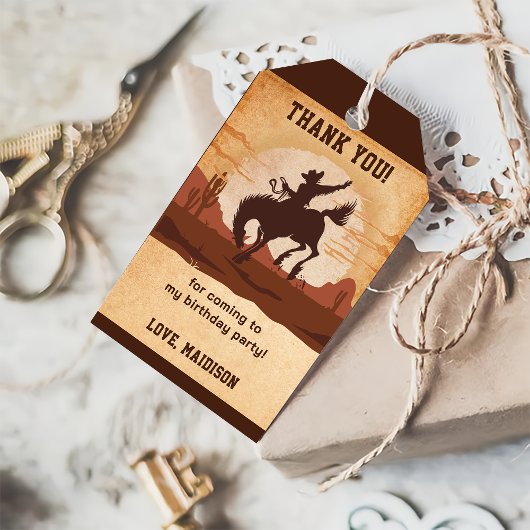 Westerne Cowboy Verjaardagsfeestje Cadeau Labels Cadeaulabel