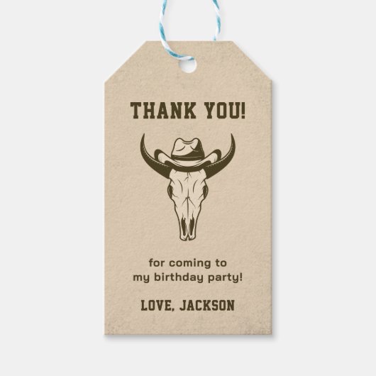 Westerne Cowboy Verjaardagsfeestje Cadeau Labels Cadeaulabel (Voorkant)