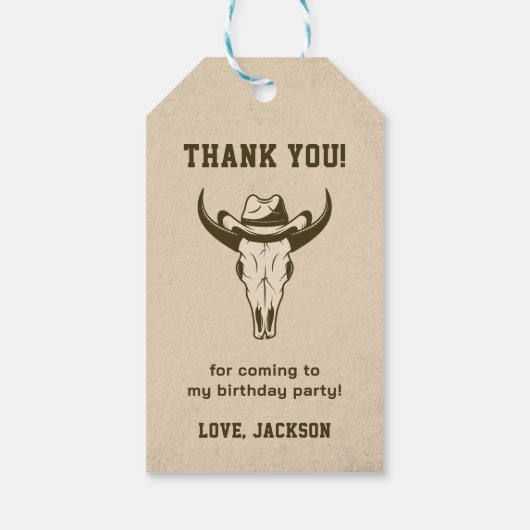 Westerne Cowboy Verjaardagsfeestje Cadeau Labels Cadeaulabel (Achterkant)
