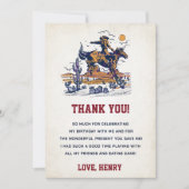 Westerne Cowboy Verjaardagsfeestje Dank je kaart (Voorkant)