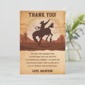 Westerne Cowboy Verjaardagsfeestje Dank je kaart (Staand voorkant)
