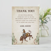 Westerne Cowboy Verjaardagsfeestje Dank je kaart (Staand voorkant)