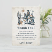 Westerne Cowboy Verjaardagsfeestje Dank je kaart (Staand voorkant)