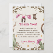 Westerne Cowboy Verjaardagsfeestje Dank je kaart (Voorkant)