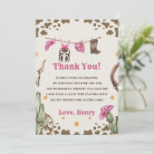 Westerne Cowboy Verjaardagsfeestje Dank je kaart (Staand voorkant)