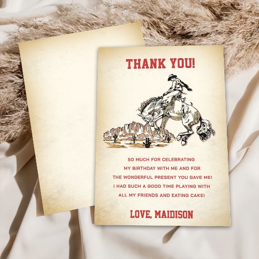 Westerne Cowboy Verjaardagsfeestje Dank je kaart