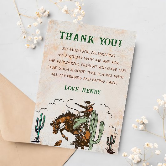 Westerne Cowboy Verjaardagsfeestje Dank je kaart