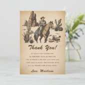 Westerne Cowboy Verjaardagsfeestje Dank je kaart (Staand voorkant)
