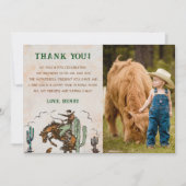 Westerne Cowboy Verjaardagsfeestje Dank u Kaart Fo (Voorkant)