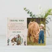 Westerne Cowboy Verjaardagsfeestje Dank u Kaart Fo (Staand voorkant)