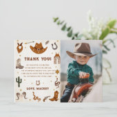 Westerne Cowboy Verjaardagsfeestje Dank u Kaart Fo (Staand voorkant)