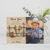 Westerne Cowboy Verjaardagsfeestje Dank u Kaart Fo (Staand voorkant)