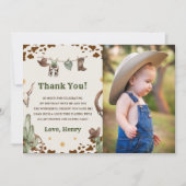 Westerne Cowboy Verjaardagsfeestje Dank u Kaart Fo (Voorkant)