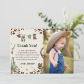 Westerne Cowboy Verjaardagsfeestje Dank u Kaart Fo (Staand voorkant)