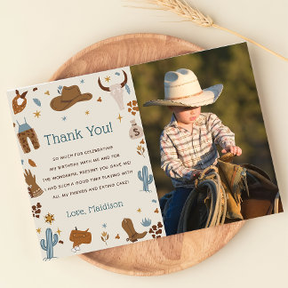 Westerne Cowboy Verjaardagsfeestje Dank u Kaart Fo