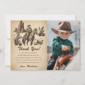 Westerne Cowboy Verjaardagsfeestje Dank u Kaart Fo (Voorkant)