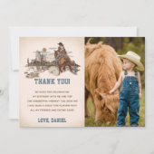 Westerne Cowboy Verjaardagsfeestje Dank u Kaart Fo (Voorkant)