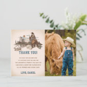 Westerne Cowboy Verjaardagsfeestje Dank u Kaart Fo (Staand voorkant)