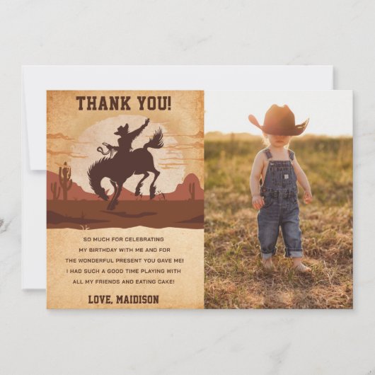 Westerne Cowboy Verjaardagsfeestje Dank u Kaart Fo (Voorkant)
