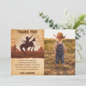 Westerne Cowboy Verjaardagsfeestje Dank u Kaart Fo (Staand voorkant)