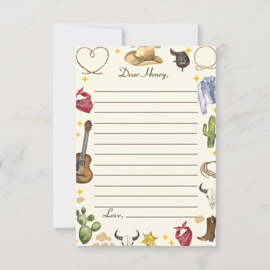 Westerne Cowboy Verjaardagsfeestje Flat Dank u kaa Bedankkaart (Voorkant)