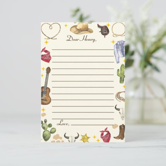 Westerne Cowboy Verjaardagsfeestje Flat Dank u kaa Bedankkaart (Staand voorkant)