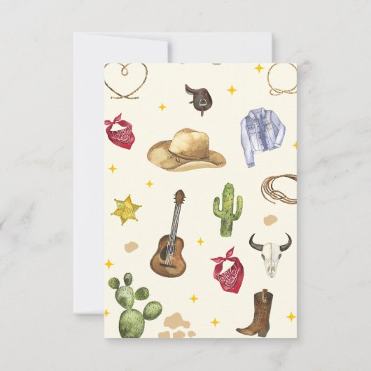 Westerne Cowboy Verjaardagsfeestje Flat Dank u kaa Bedankkaart (Achterkant)