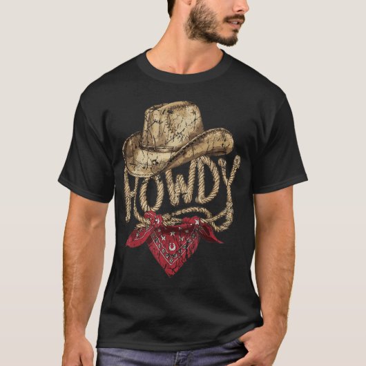 Westerne Cowboy Verjaardagsfeestje Howdy Cowboy T-shirt (Voorkant)