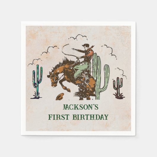 Westerne Cowboy Verjaardagsfeestservetten Servet (Voorkant)