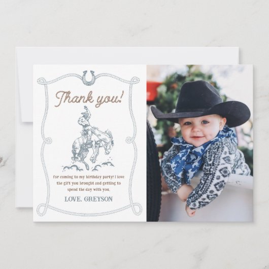  Westerne Cowboy Verjaardagsfoto Bedankkaart (Voorkant)