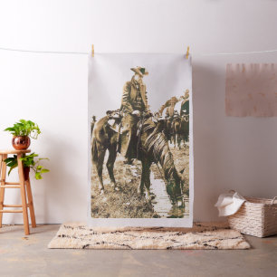 Westerne cowboy Watering Horse - Lg Print Stof