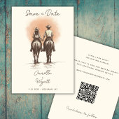 Westerne Cowboy Wedding Save the Date QR Code Kaart