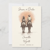 Westerne Cowboy Wedding Save the Date QR Code Kaart (Voorkant)