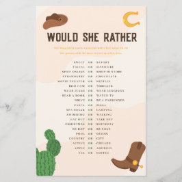 Westerne cowboy wil ze liever Baby shower spel