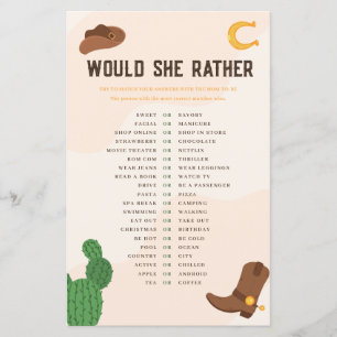 Westerne cowboy wil ze liever Baby shower spel