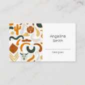 Westerne cowboy woestijnstier schedel boho cactus visitekaartje (Voorkant)