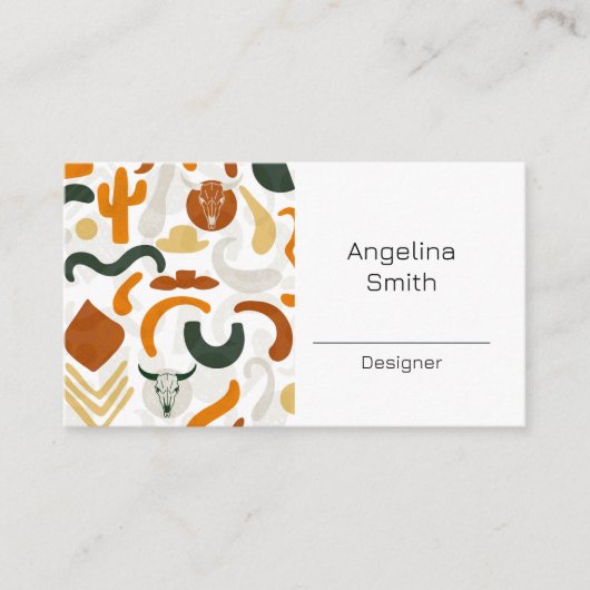 Westerne cowboy woestijnstier schedel boho cactus visitekaartje (Voorkant)