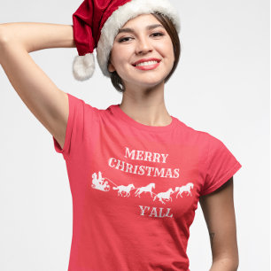 Westerne Cowboy Y'all Vrolijk kerstfeest T-shirt