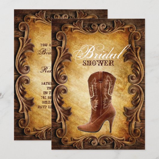 westerne cowboyboots  vrijgezellenfeest kaart (Voorkant / Achterkant)