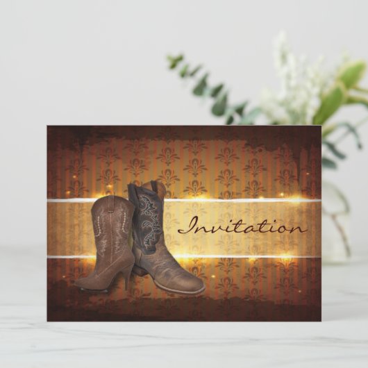 westerne cowboybruiloft in nood kaart (Staand voorkant)