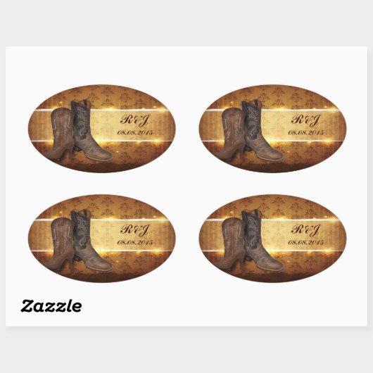 westerne cowboybruiloft in nood ovale sticker (Vel)