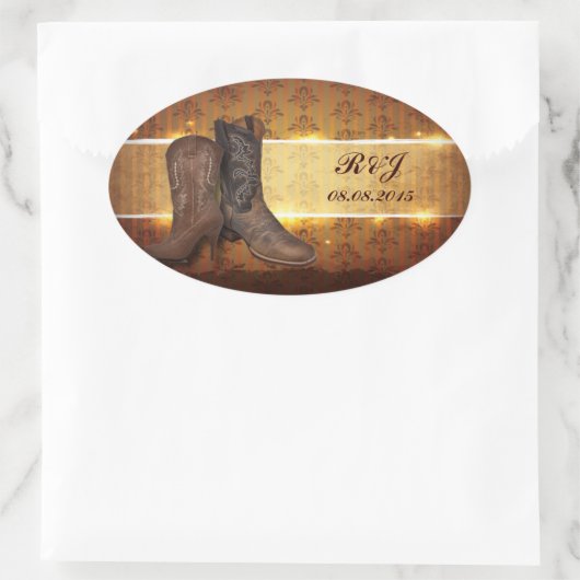 westerne cowboybruiloft in nood ovale sticker (Tas)