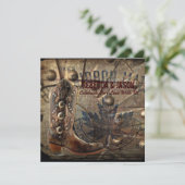 westerne cowboybruiloft met glanzend Wagon Wheel Kaart (Staand voorkant)