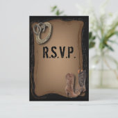 westerne cowboybruiloft RSVP-respons RSVP Kaartje (Staand voorkant)