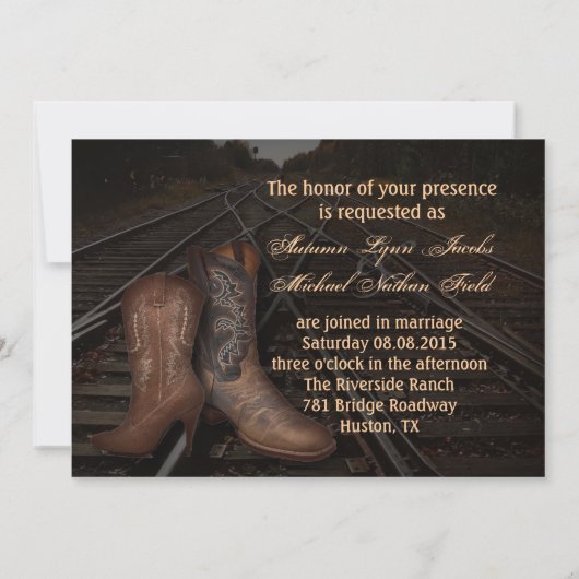 westerne cowboybruiloft voor grunge rail kaart (Achterkant)