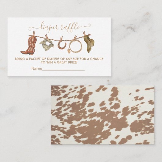 Westerne cowboycotline Diaper-kaart Informatiekaartje (Voorkant / Achterkant)