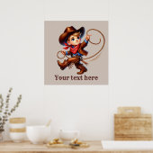 Westerne cowboyjongens aanpasbaar poster (Keuken)