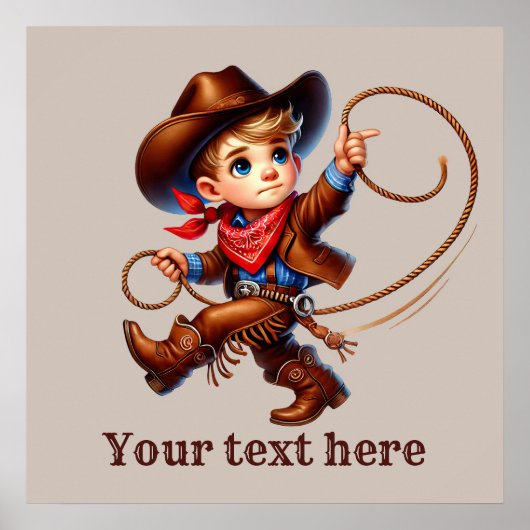 Westerne cowboyjongens aanpasbaar poster (Voorkant)